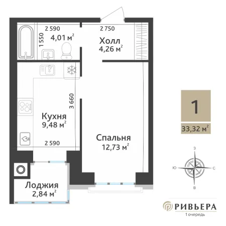 1-комнатная квартира